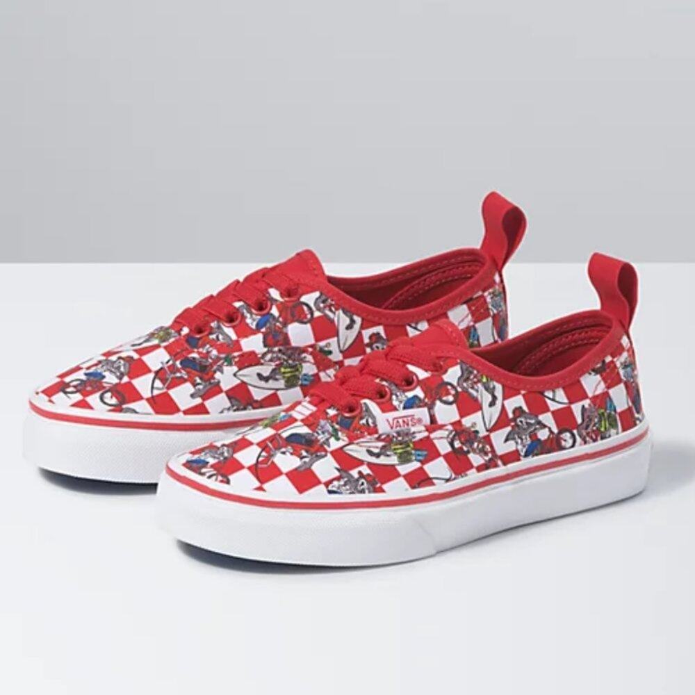 Vans Kids Authentic Elastic Xtreme Sharks Shoe Red/True White Size 2.0K NEW